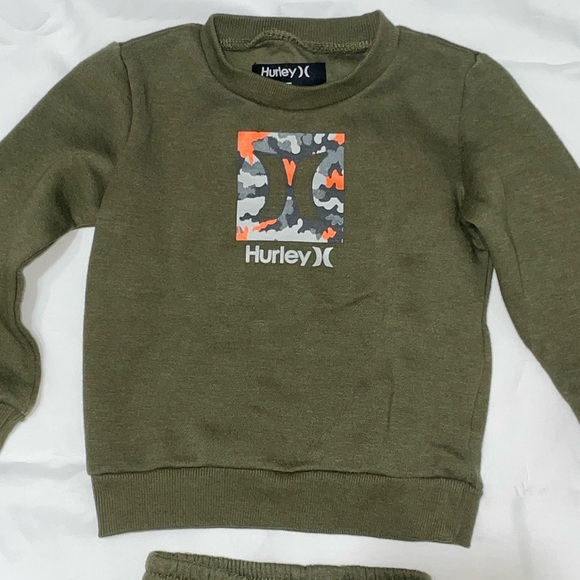 Hurley Kids Olive Jogger Set with Camouflage and Orange Details, Sz 2T - Picture 4 of 5
